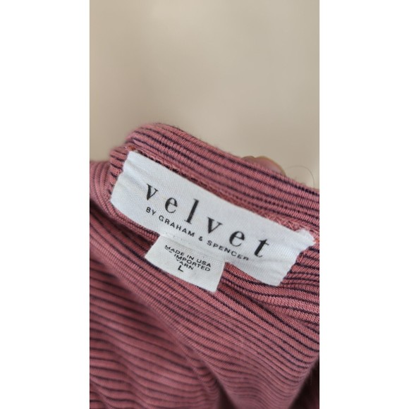 VELVET Graham Spencer Anthropologie Pink Striped Bodycon Midi Dress Ruched L - Picture 5 of 5